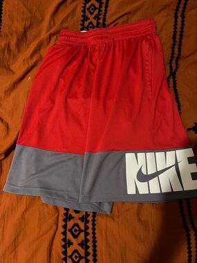 Nike Red and Gray Colorblock Basketball Shorts
